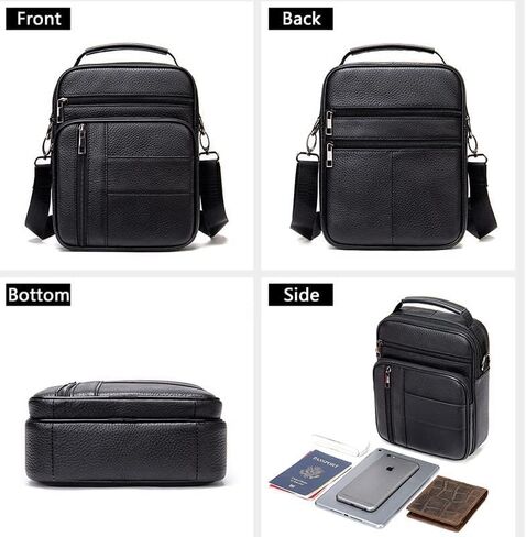Genuine Leather Messenger Bag for Men Adjustable Shoulder Strap Lightweight Travel Work Laptop Tablet Bag in Saudi Arabia