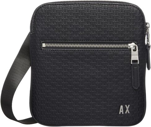 Armani Exchange Men's Elba ، أساسي ، شعار في كل مكان ، Crossbody Front Zip Flat ، مقاس واحد in Saudi Arabia
