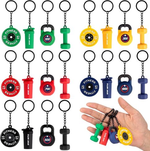 Tondiamo 20pcs Gym Gifts Barbell Dumbbells Kettlebell Bottle Keychain, PVC Weightlifting Keychain Workout Fitness Gift for Gym Lovers for Handbag Purse Backpack in Saudi Arabia