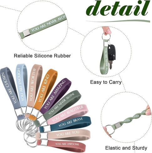 60 pcs Inspirational Quote Key Chains Silicone Motivational Key Chains Employee Appreciation Gifts Teacher Appreciation Gifts in Saudi Arabia