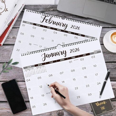 تقويم 2024 - يناير - ديسمبر 2024 تقويم حائط، 12 تقويمًا شهريًا، 14.6 بوصة × 11.5 بوصة، تقويم حائط مع رباط مزدوج السلك، خطاف تعليق، ورق سميك in Saudi Arabia