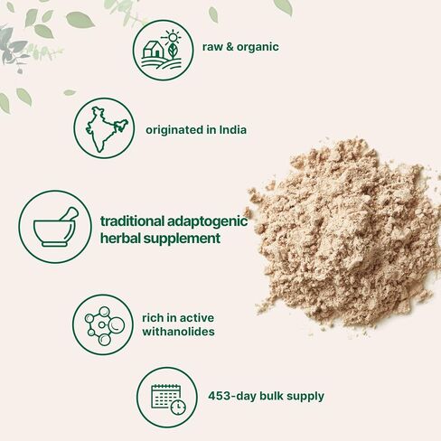 Micro Ingredients Organic Ashwagandha Root Powder | 2 Pound, No Filler, No Additives, Highly Purified | Active Withanolides, Adaptogenic Ayurvedic Herbal Supplements, No GMO, Gluten Free, India Origin in Saudi Arabia
