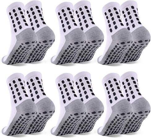 6 Pairs Kids Grip Soccer Socks Cushioned Non Slip Football Athletic Sports Socks for Boys Girls in Kuwait