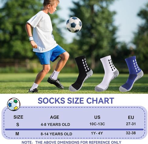6 Pairs Kids Grip Soccer Socks Cushioned Non Slip Football Athletic Sports Socks for Boys Girls in Kuwait