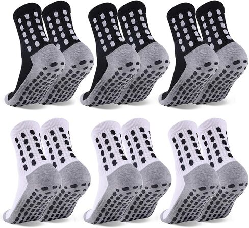 6 Pairs Kids Grip Soccer Socks Cushioned Non Slip Football Athletic Sports Socks for Boys Girls in Kuwait