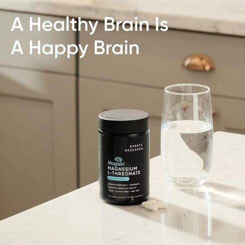 أبحاث الرياضة Magtein Magnesium L -Threonate كبسولات - مكملات المغنيسيوم للذاكرة والتركيز والإدراك - يدعم المغنيسيوم T threonate صحة الدماغ والنوم والمزاج - 2000 ملغ ، 90 كبسولة للبالغين in Saudi Arabia
