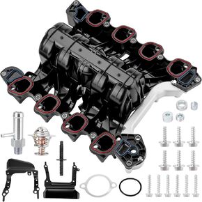 615-375 Engine Upper Intake Manifold with Gasket ＆ Thermostat Kit Compatible with Ford 2007 2008 E-150 E-250 F-150 Lobo V8 4.6L Replace# 615375 7L3Z-9424-F 7L3Z9424F 019495456162 in Kuwait