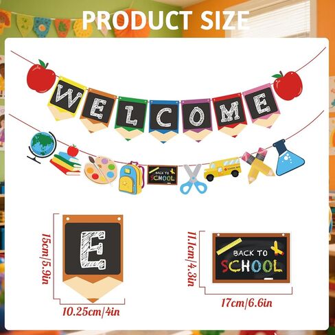 Welcome Back to School Decorations-Welcome Back to School Hanging Swirls & Banner for Classroom and Teacher Office, New Grade Pennant Photo Props Supplies for School Classroom Hanging Decor in Saudi Arabia