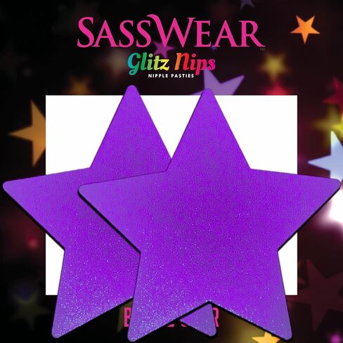 Sasswear Metallic Star Glitz Nips Facties ، أغطية كبيرة من الحلمة الصغيرة للهارة ، الملابس الداخلية للمهرجان ، مصنوعة في الولايات المتحدة الأمريكية in Kuwait