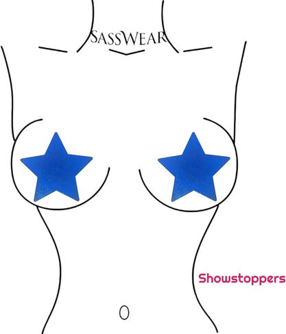 Sasswear Metallic Star Glitz Nips Facties ، أغطية كبيرة من الحلمة الصغيرة للهارة ، الملابس الداخلية للمهرجان ، مصنوعة في الولايات المتحدة الأمريكية in Kuwait