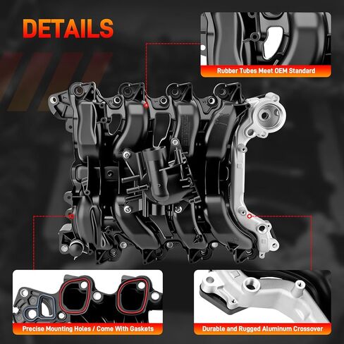 615-375 Engine Upper Intake Manifold with Gasket ＆ Thermostat Kit Compatible with Ford 2007 2008 E-150 E-250 F-150 Lobo V8 4.6L Replace# 615375 7L3Z-9424-F 7L3Z9424F 019495456162 in Kuwait