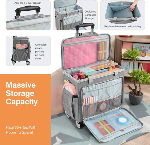Rolling Tote Bag for Women Teacher Bag Rolling Cart Briefcase with Wheels Carry on Wheeled Bag for Work,Office,Craft Black in Saudi Arabia