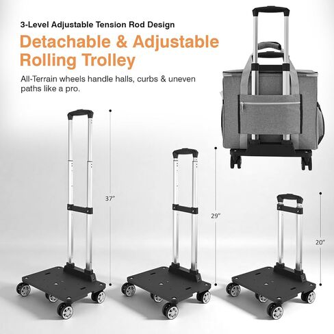 Rolling Tote Bag for Women Teacher Bag Rolling Cart Briefcase with Wheels Carry on Wheeled Bag for Work,Office,Craft Black in Saudi Arabia