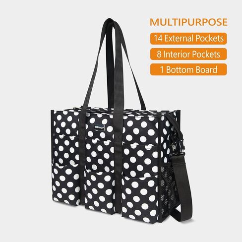 TOPDesign Utility Water Resistant Tote Bag with 22 Pockets, Top Zipper Closure & Thick Bottom Support, for Working Women in Saudi Arabia