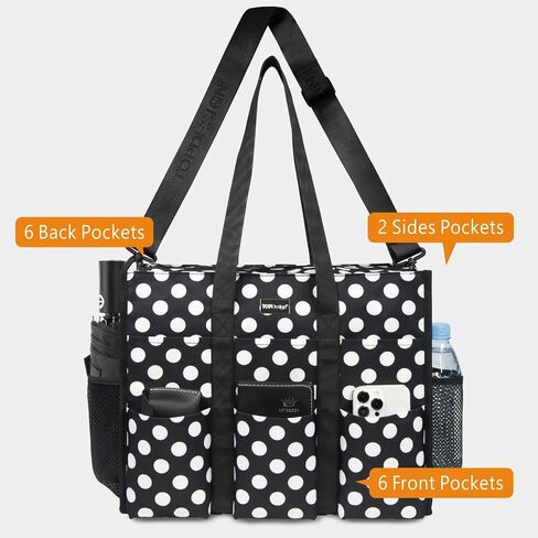 TOPDesign Utility Water Resistant Tote Bag with 22 Pockets, Top Zipper Closure & Thick Bottom Support, for Working Women in Saudi Arabia