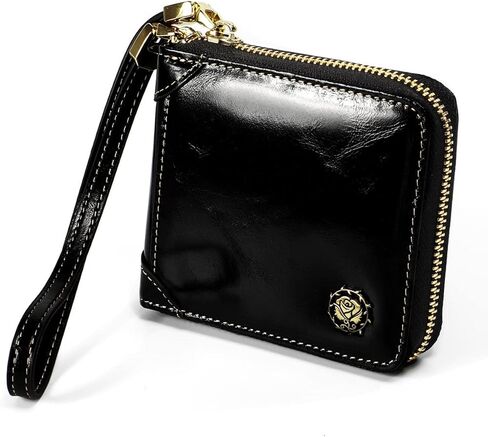 Women's RFID Blocking Genuine Leather Zip Around Wallet with Wristlet Credit Card Holder Clutch Purse (Black) in Saudi Arabia