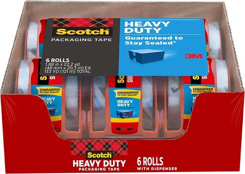 Scotch Heavy Duty Shipping Packing Tape, Clear, Holiday Shipping Supplies, 1.88 in. x 54.6 yd., 36 Tape Rolls in Saudi Arabia