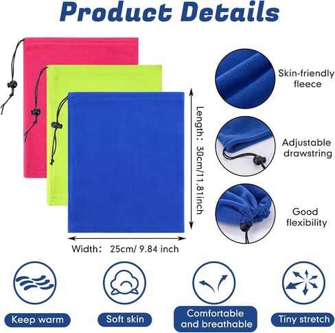 Handepo 20 Pcs Winter Fleece Neck Warmer Gaiter Windproof Scarf Mask Cover with Drawstring in Saudi Arabia