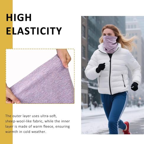 2 Pack Winter Neck Gaiter Warmer for Women Men Soft Fleece Neck Warmers Windproof Warm Face Cover Mask Scarf for Cold Weather in Kuwait