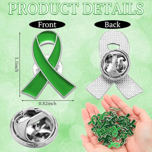 60 Pcs Green Mental Health Awareness Accessories Include 30 Braided Bracelets 30 Ribbon Pins World Mental Health Day Lime Green Gifts for Women Men Jewelry in Saudi Arabia