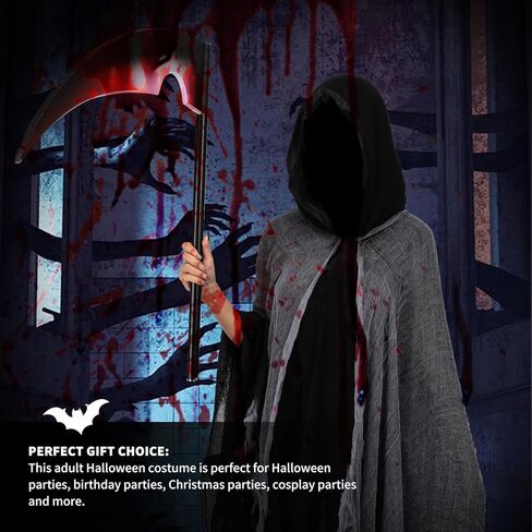 هالوين مقنعين عباءة مخيفة شبح شبح مزخرف رداء معالج القرون الوسطى موت كيب تأثيري للبالغين الرجال النساء in Kuwait