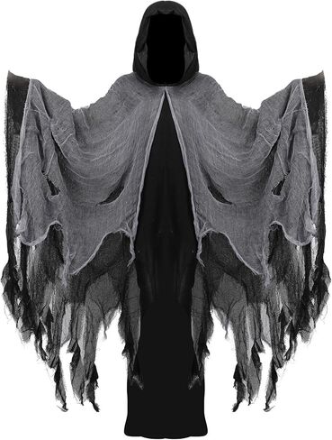 هالوين مقنعين عباءة مخيفة شبح شبح مزخرف رداء معالج القرون الوسطى موت كيب تأثيري للبالغين الرجال النساء in Kuwait