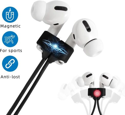 Magnetic Anti-Lost Straps for AirPods,4 Pack Ultra Strong Magnetic AirPods Strap Anti-Lost Neck Rope Cord,Soft Silicone Sports Lanyard Compatible with AirPods 1&2/ Pro /2nd/3rd (Black/White/Grey/Blue) in Saudi Arabia