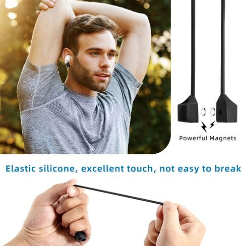 Magnetic Anti-Lost Straps for AirPods,4 Pack Ultra Strong Magnetic AirPods Strap Anti-Lost Neck Rope Cord,Soft Silicone Sports Lanyard Compatible with AirPods 1&2/ Pro /2nd/3rd (Black/White/Grey/Blue) in Saudi Arabia