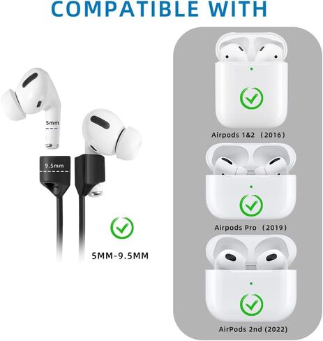 Magnetic Anti-Lost Straps for AirPods,4 Pack Ultra Strong Magnetic AirPods Strap Anti-Lost Neck Rope Cord,Soft Silicone Sports Lanyard Compatible with AirPods 1&2/ Pro /2nd/3rd (Black/White/Grey/Blue) in Saudi Arabia