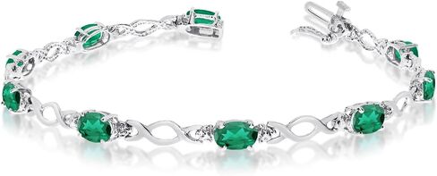 10K White Gold Oval Emerald and Diamond Bracelet in Saudi Arabia