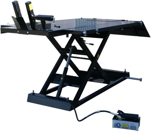 Atlas Automotive Equipment 1005-Kit Hi-Rise Potorcycle و ATV Lift مع عجلات قابلة للسحب ، 1500 رطل. السعة ، الهواء/الهيدروليكي ، سطح لوحة الماس ، 6 ارتفاعات قفل ، طويلة/واسعة in Kuwait