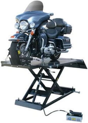 Atlas Automotive Equipment 1005-Kit Hi-Rise Potorcycle و ATV Lift مع عجلات قابلة للسحب ، 1500 رطل. السعة ، الهواء/الهيدروليكي ، سطح لوحة الماس ، 6 ارتفاعات قفل ، طويلة/واسعة in Kuwait