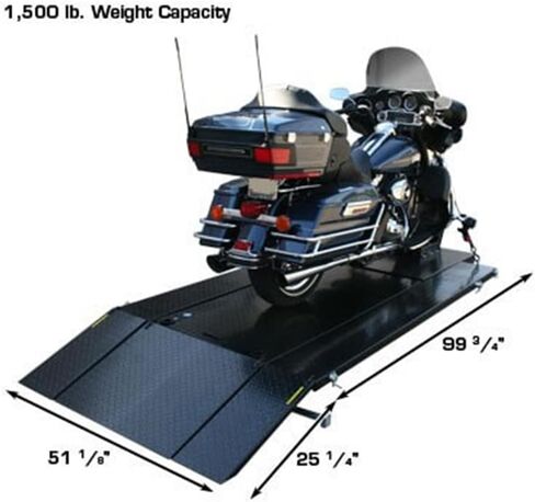 Atlas Automotive Equipment 1005-Kit Hi-Rise Potorcycle و ATV Lift مع عجلات قابلة للسحب ، 1500 رطل. السعة ، الهواء/الهيدروليكي ، سطح لوحة الماس ، 6 ارتفاعات قفل ، طويلة/واسعة in Kuwait