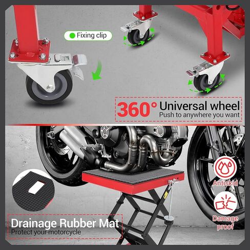 مقبس رفع دراجة نارية مع قفل أمان - 350 رطلاً مصعد مقصًا هيدروليكيًا من أجل ATV ، دراجة ترابية ، طراد - عجلات ، ثقب تصريف الزيت و 13.78-34.25 "تعديل الارتفاع الأزرق in Kuwait