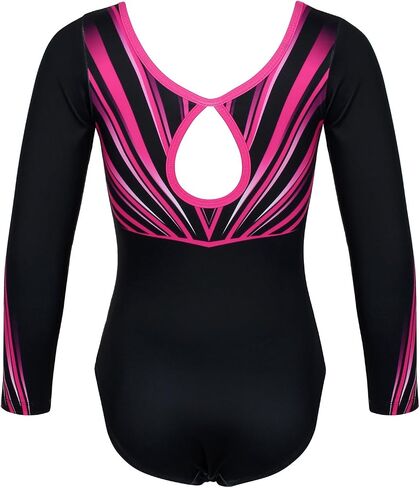 Gymnastics Leotards for Girls With Shorts Sparkly Ballet Dance Long Printed Sleeve Outfit in Saudi Arabia