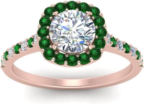 اختر Gemstone Round Diamond CZ Square Halo Ring Rose Gold Round Round Mount Betite Leacts Mitchensing Jewelry Wedding Jewelry Easy To Wilay Homes Us Size 4 to 12 in Kuwait