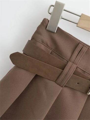 Women Y2K Pleated Skirts Belt Zipper Side A-Line Low Rise Short Mini Skirt Club in Saudi Arabia