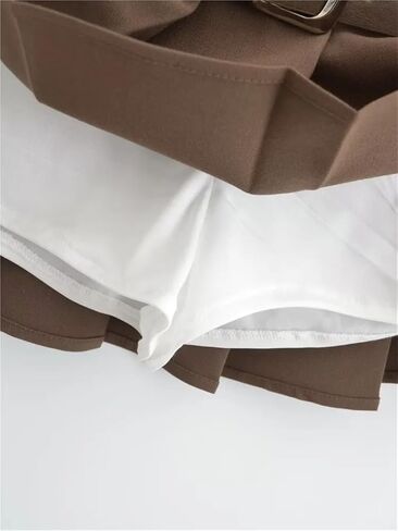 Women Y2K Pleated Skirts Belt Zipper Side A-Line Low Rise Short Mini Skirt Club in Saudi Arabia