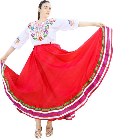 Authentic Mexican Skirt for Women Traditional Made by Original Mexican Artisans in Guerrero Folklorico Dress folklorico Skirt in Saudi Arabia