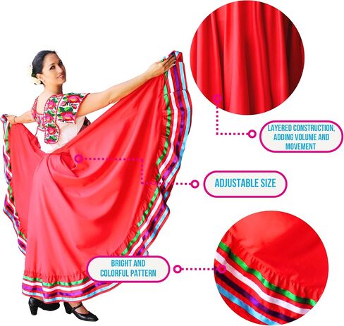 Authentic Mexican Skirt for Women Traditional Made by Original Mexican Artisans in Guerrero Folklorico Dress folklorico Skirt in Saudi Arabia