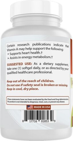 Best Naturals Vitamin A 25000 IU (7500 MCG) ، تدعم صيغة غير المعدلة وراثيا نظامًا صحيًا ونموًا مناعيًا ونموًا صحيًا وتكاثرًا ، 180 ناعمة (180 عدد (حزمة 1)) in Kuwait
