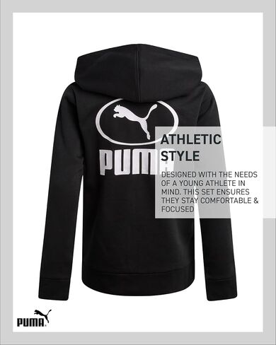 PUMA BOYS ZIP UP HODEIE - أداء مريح Fleece Kids up up Hoodie للأولاد - قميص من النوع الثقيل الرياضي للرياضة والارتداء اليومي in Saudi Arabia