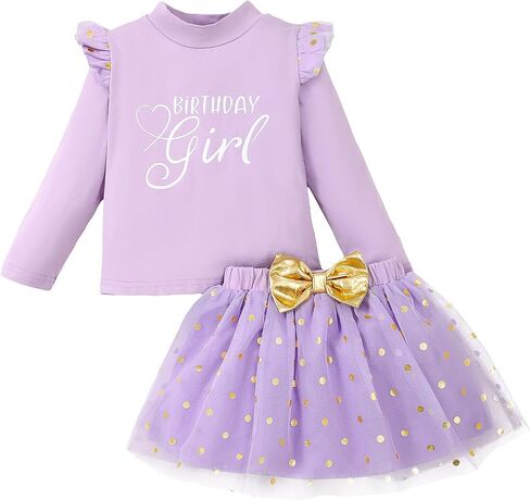 Mioglrie Little Girl Dress Dress Drity Drity for Girls Shuffle Long Sleeve Princess Shirt Tutu Tulle Tulle Cloths Outfits 2T-8T in Saudi Arabia