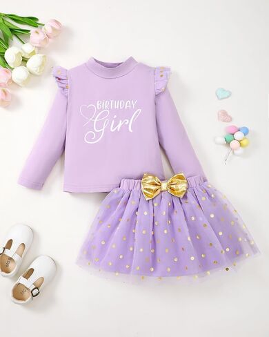 Mioglrie Little Girl Dress Dress Drity Drity for Girls Shuffle Long Sleeve Princess Shirt Tutu Tulle Tulle Cloths Outfits 2T-8T in Saudi Arabia