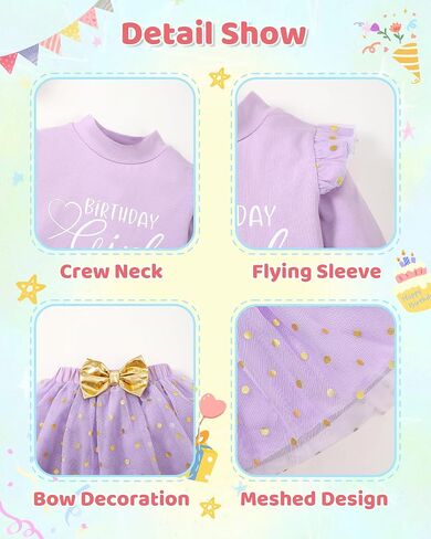 Mioglrie Little Girl Dress Dress Drity Drity for Girls Shuffle Long Sleeve Princess Shirt Tutu Tulle Tulle Cloths Outfits 2T-8T in Saudi Arabia