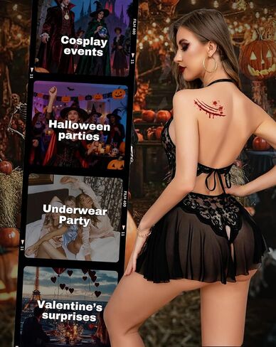 Aranmei Lace Teddy Lingerie for Women Sexy V Neck Chemise Babydoll Bodysuit Sleepwear One Piece in Saudi Arabia