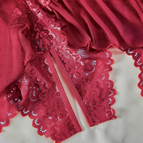 Sexy Lingerie for Women Lace Bodysuit One Piece Teddy Mini Babydoll Mesh Sleepwear V Neck Chemise Nightgowns in Saudi Arabia