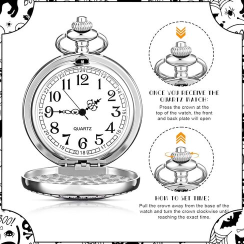Halloween Pocket Watch Halloween Autumn Decoration Gift Vintage Quartz Pocket Watch with Chain for Men Women in Saudi Arabia