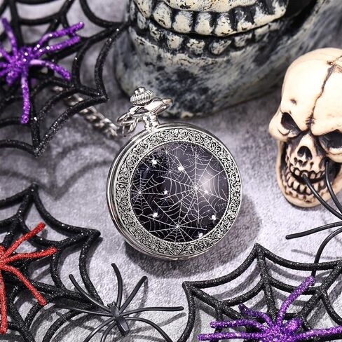 Halloween Pocket Watch Halloween Autumn Decoration Gift Vintage Quartz Pocket Watch with Chain for Men Women in Saudi Arabia