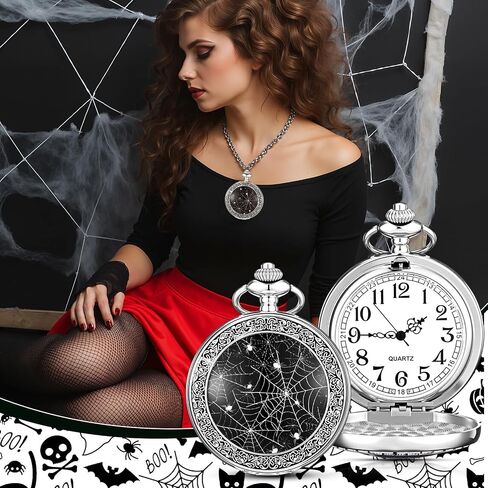 Halloween Pocket Watch Halloween Autumn Decoration Gift Vintage Quartz Pocket Watch with Chain for Men Women in Saudi Arabia